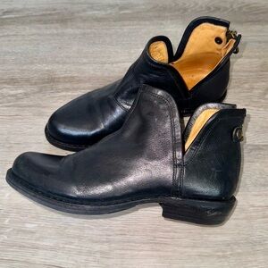 Florentini + Baker Leather Ankle Booties Split Side Slit Zipper